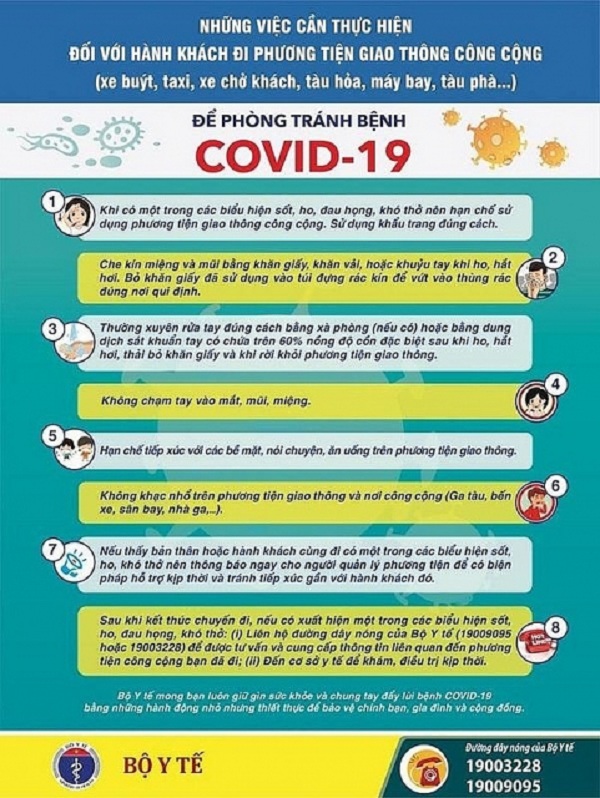 Bộ Y tế hướng dẫn cách phòng tránh COVID-19 khi đi xe bus, taxi, máy bay